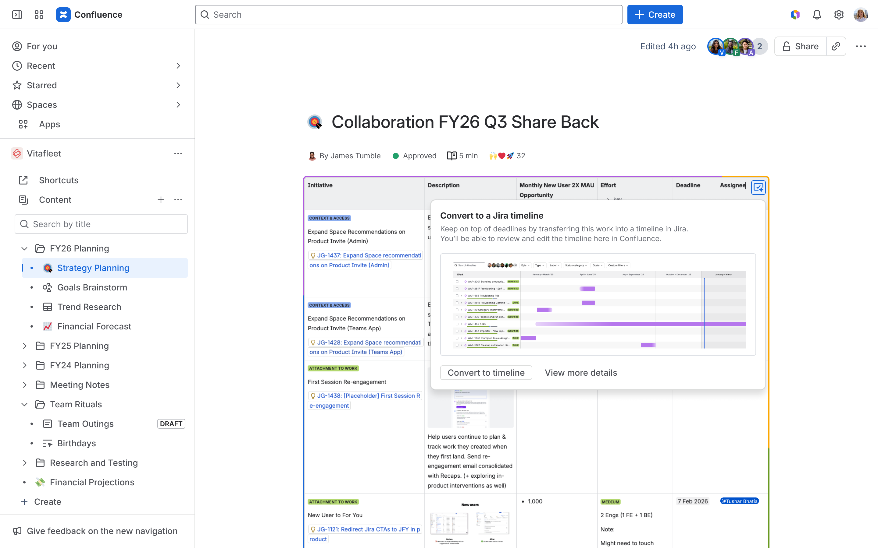 Creating a work item in Confluence