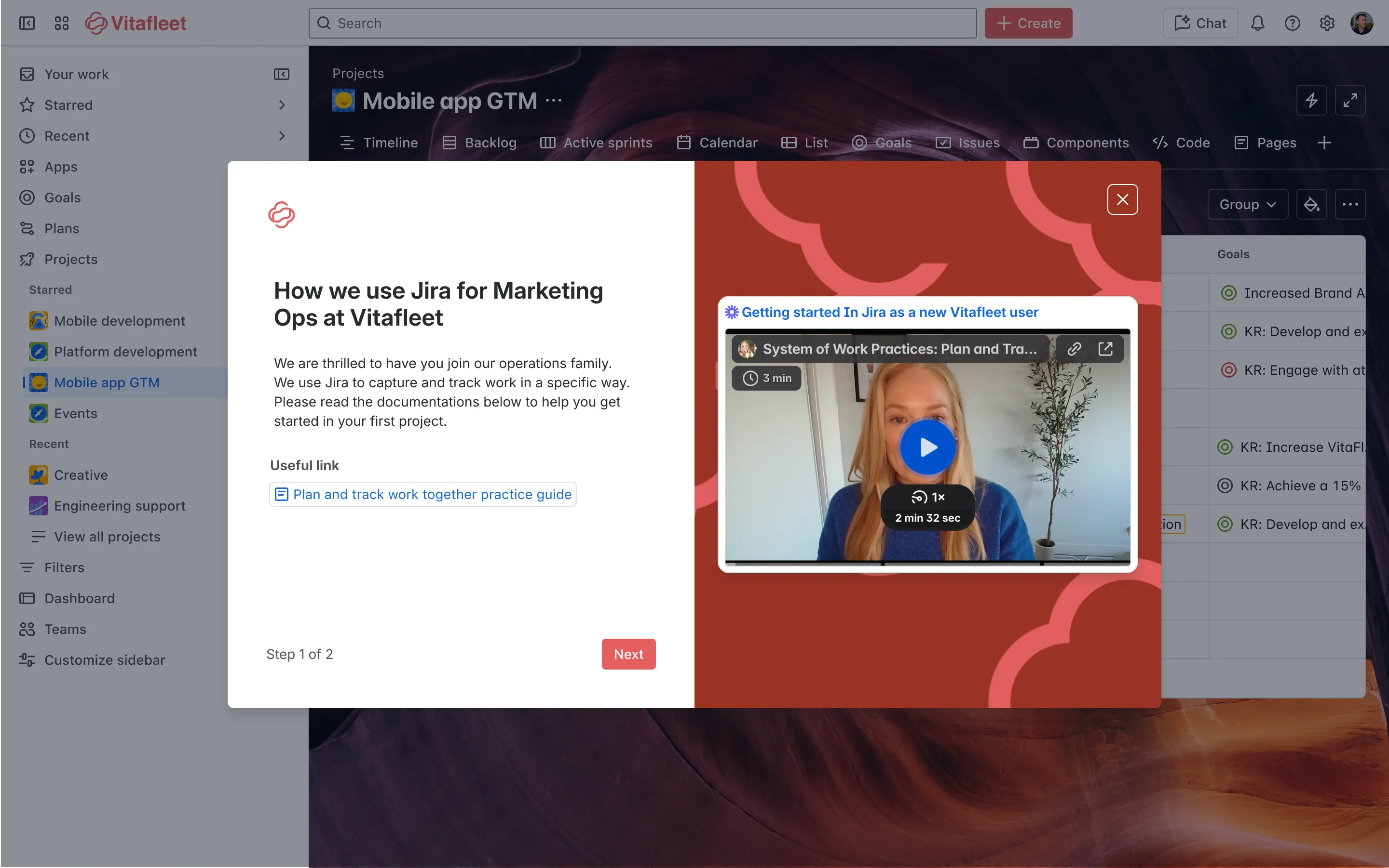 Custom onboarding modal