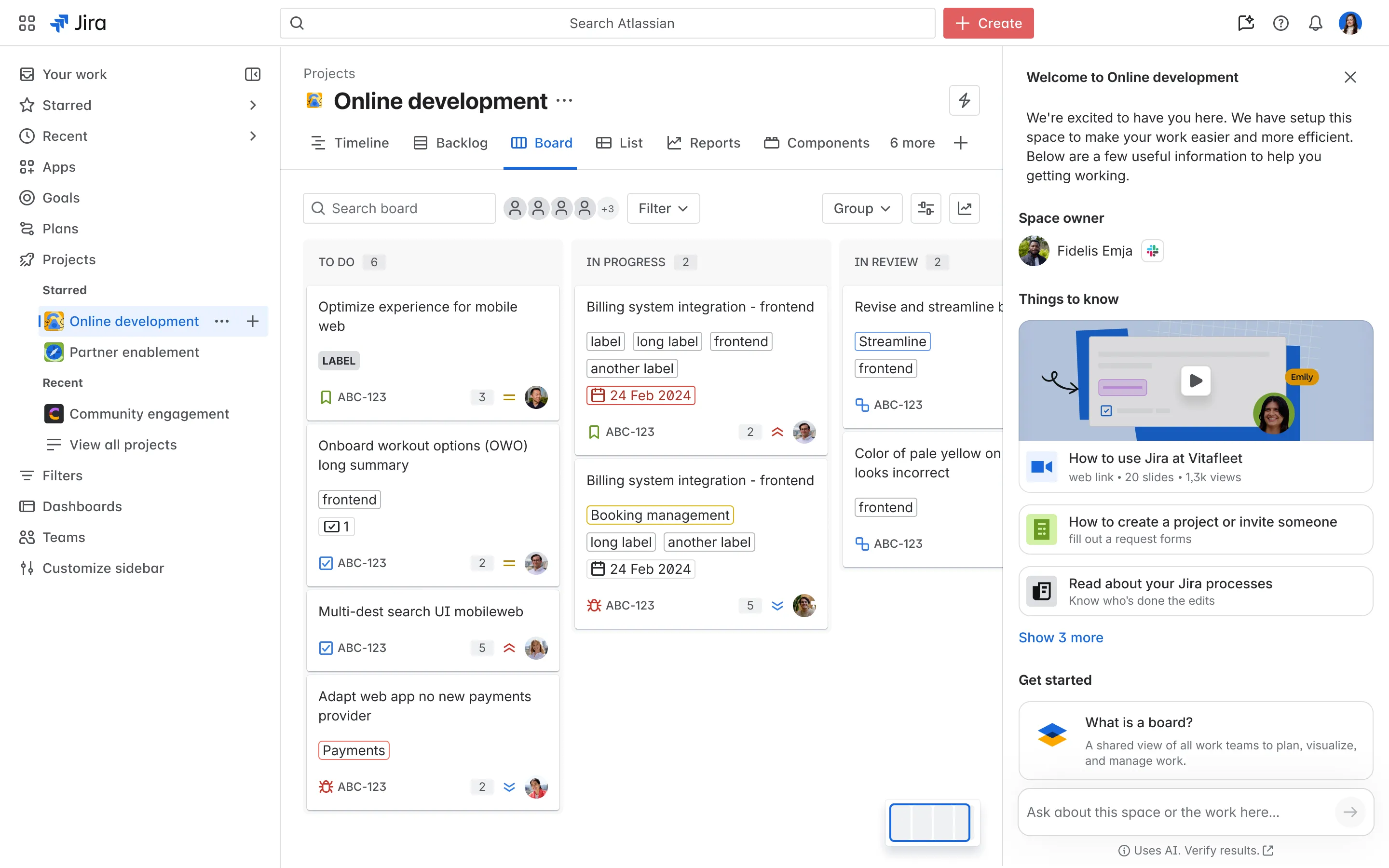 RovoAI powered space welcome in Jira